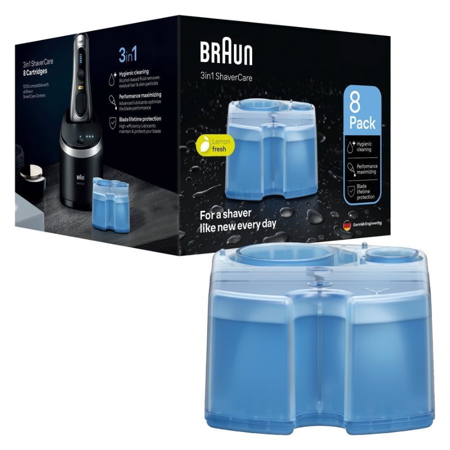 Braun Personal Care 3-in-1 ShaverCare, 8er Pack Reinigungskartuschen, für Reinigungsstation, Hygienische Reinigung