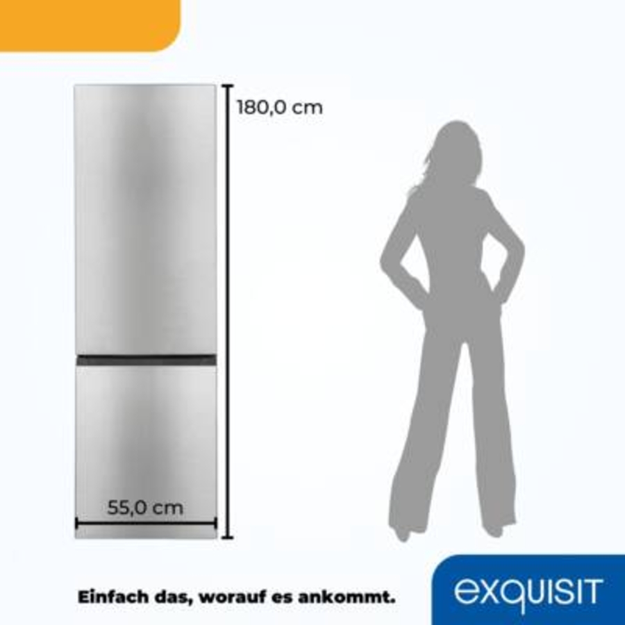 Exquisit KGC265-70-010E Kühl-/Gefrierkombination Stand Inox-Look 