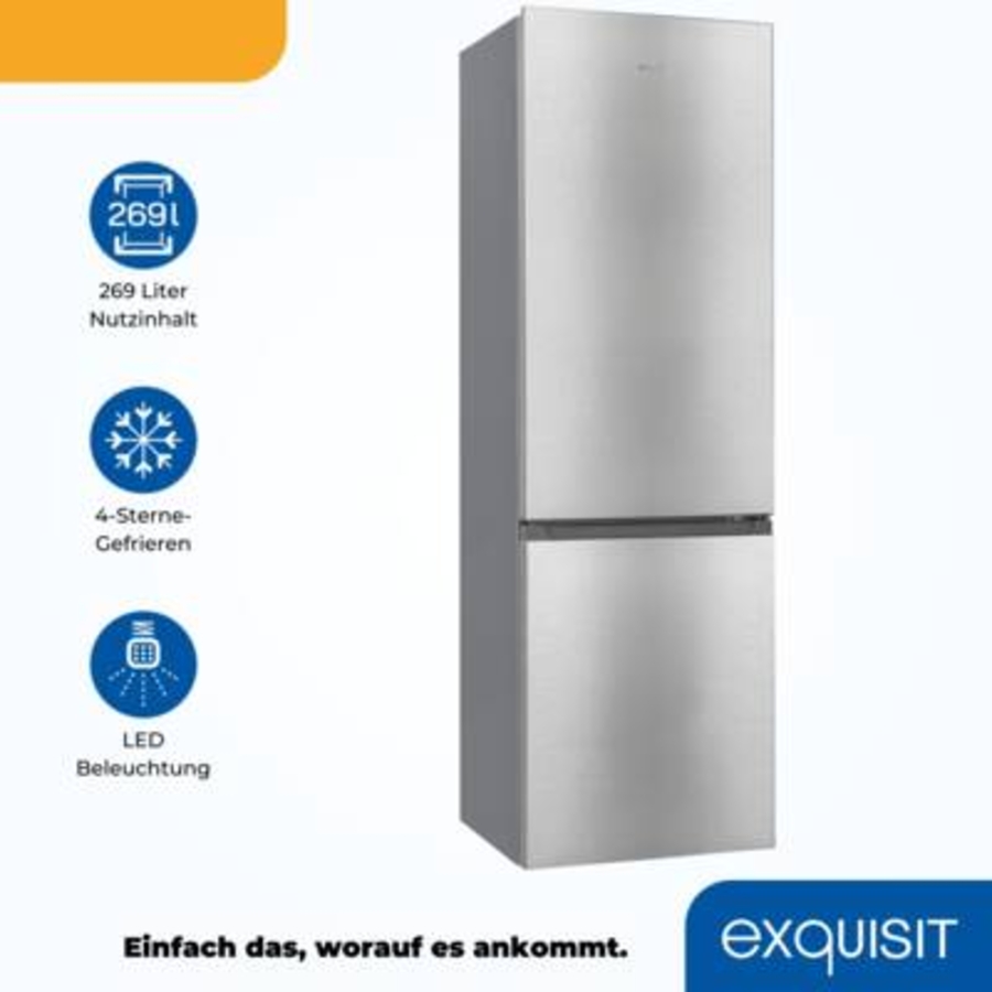 Exquisit KGC265-70-010E Kühl-/Gefrierkombination Stand Inox-Look 