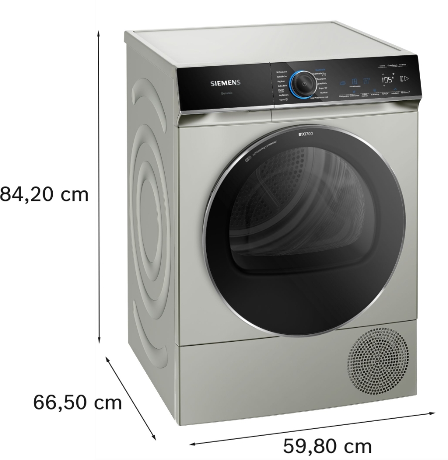 Siemens WQ46B2DX40 iQ700, Wärmepumpen-Trockner, 9 kg, Silber-inox 