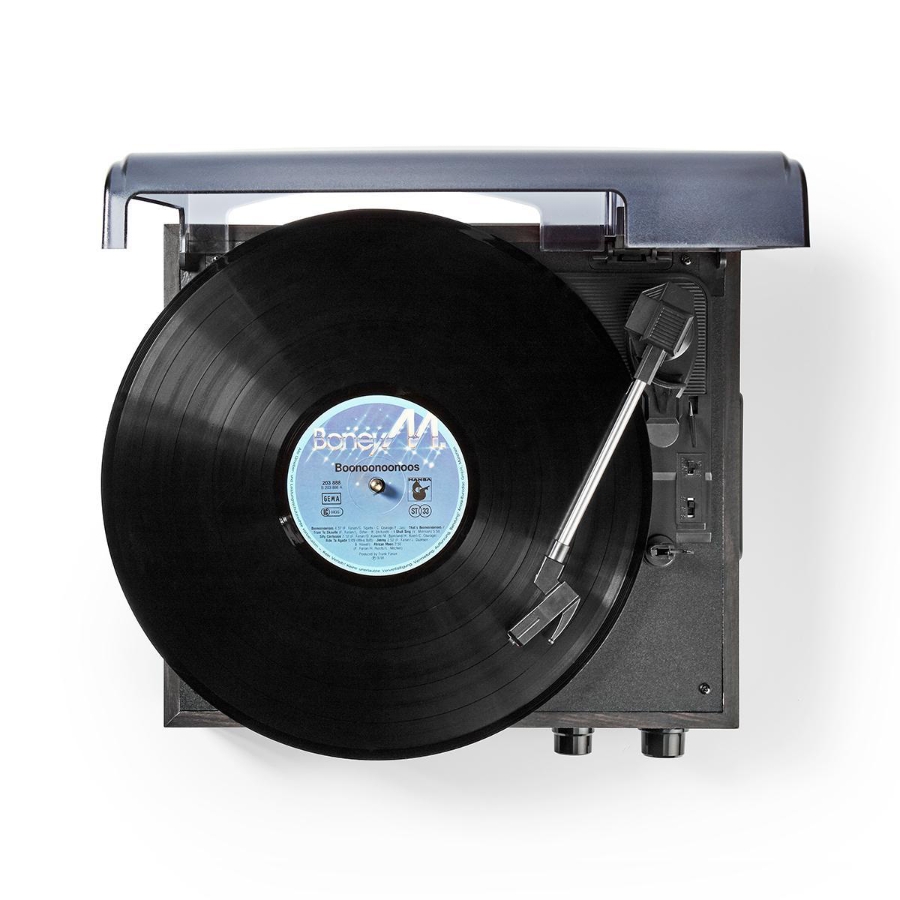 Nedis TURN220BN Plattenspieler 33 / 45 / 78 U/min | Riemenantrieb  1x Stereo RCA | 18 W | Eingebauter (Vor) Verstärker