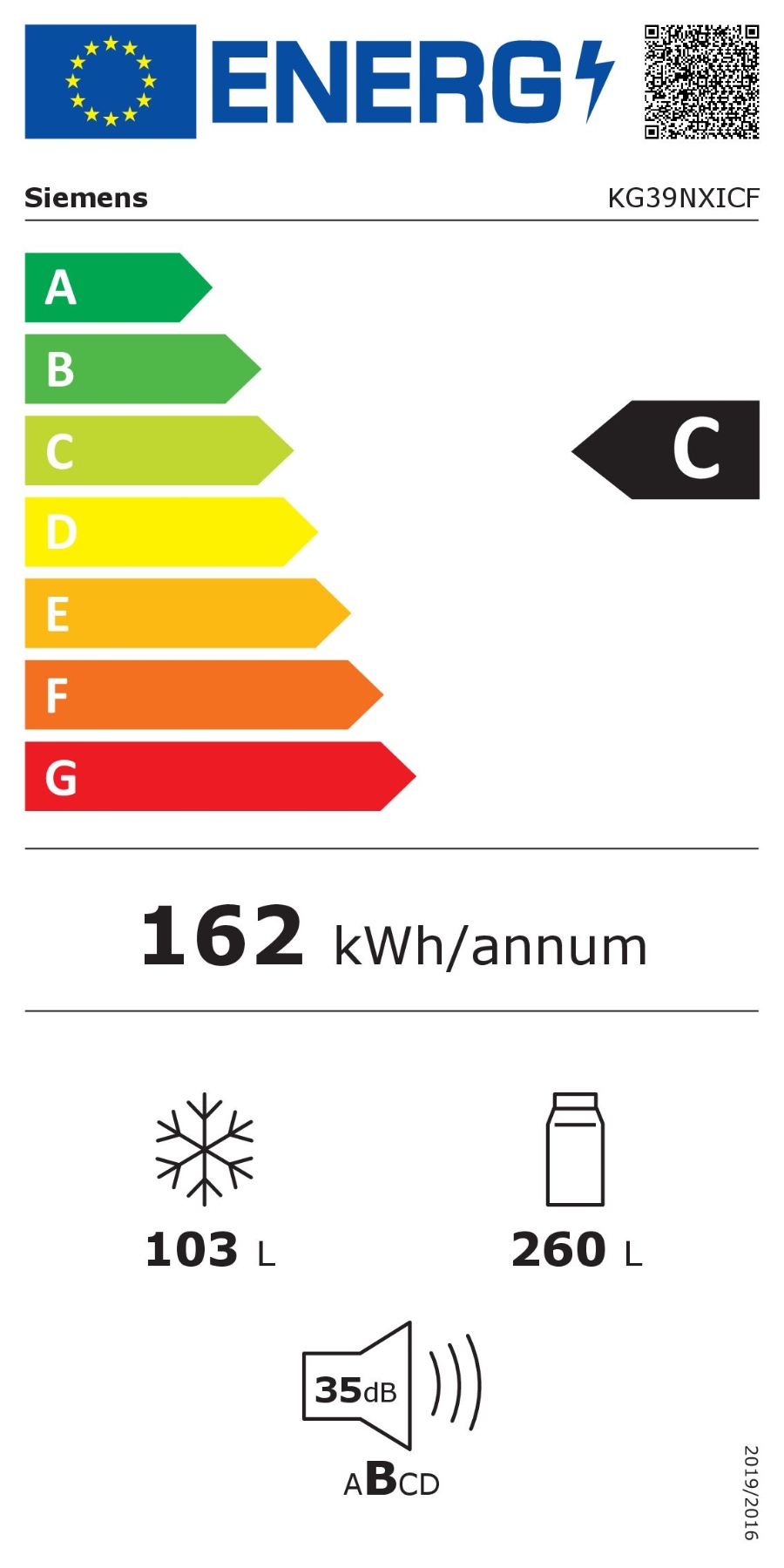 Siemens KG39NXICF Kühl-/Gefrierkombination Stand NoFrost Edelstahl , 203 x 60 cm