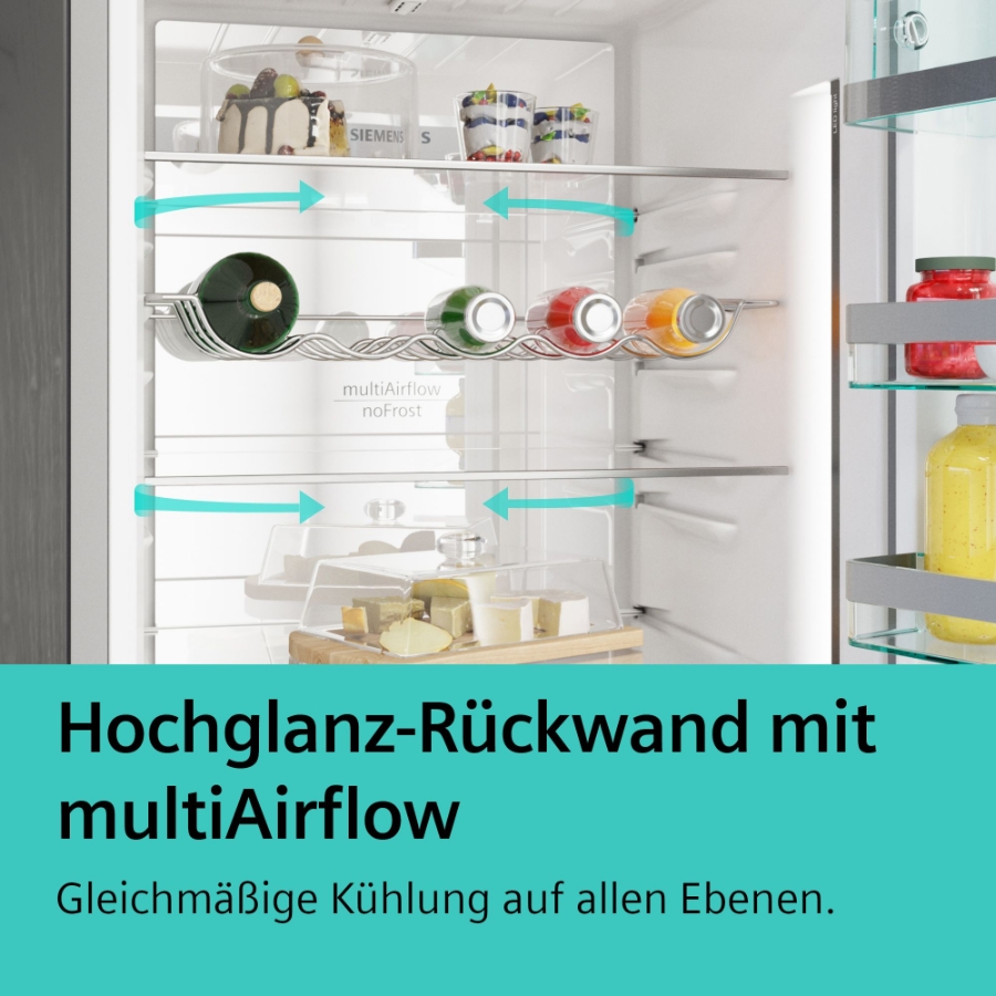 Siemens KG39NXICF Kühl-/Gefrierkombination Stand NoFrost Edelstahl , 203 x 60 cm