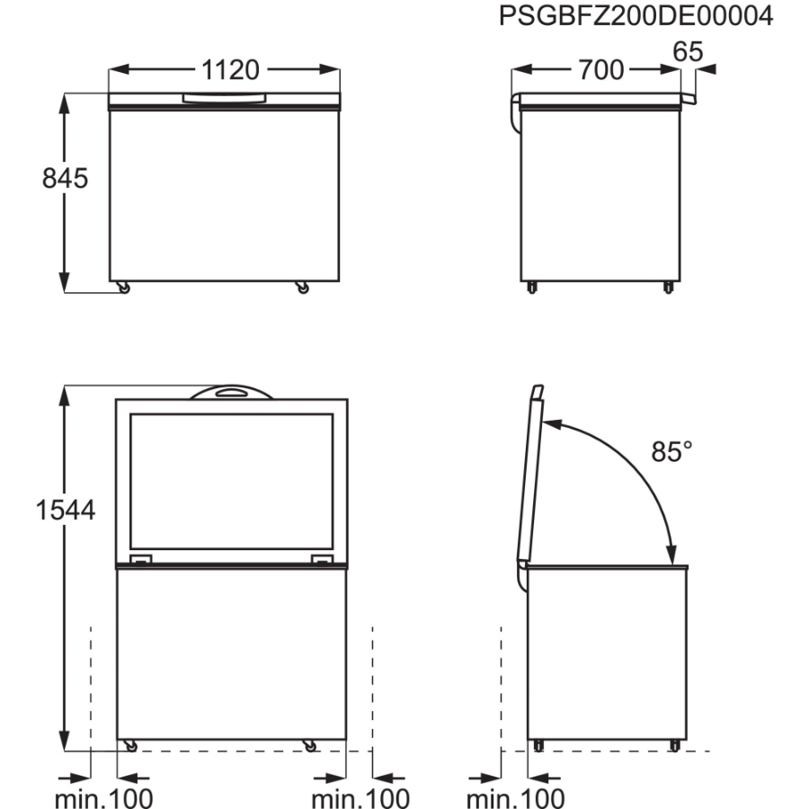 AEG AHB531D1LW Gefriertruhe / 308 L / LowFrost  weniger Eisbildung / Temperaturalarm / Rollen 