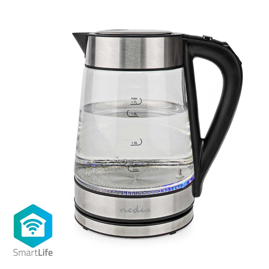 Nedis WIFIWK10CGS SmartLife Wasserkocher Wi-Fi  1.7 l | Glas | 40,60,70,80,90,100 °C | Temperaturanzeige