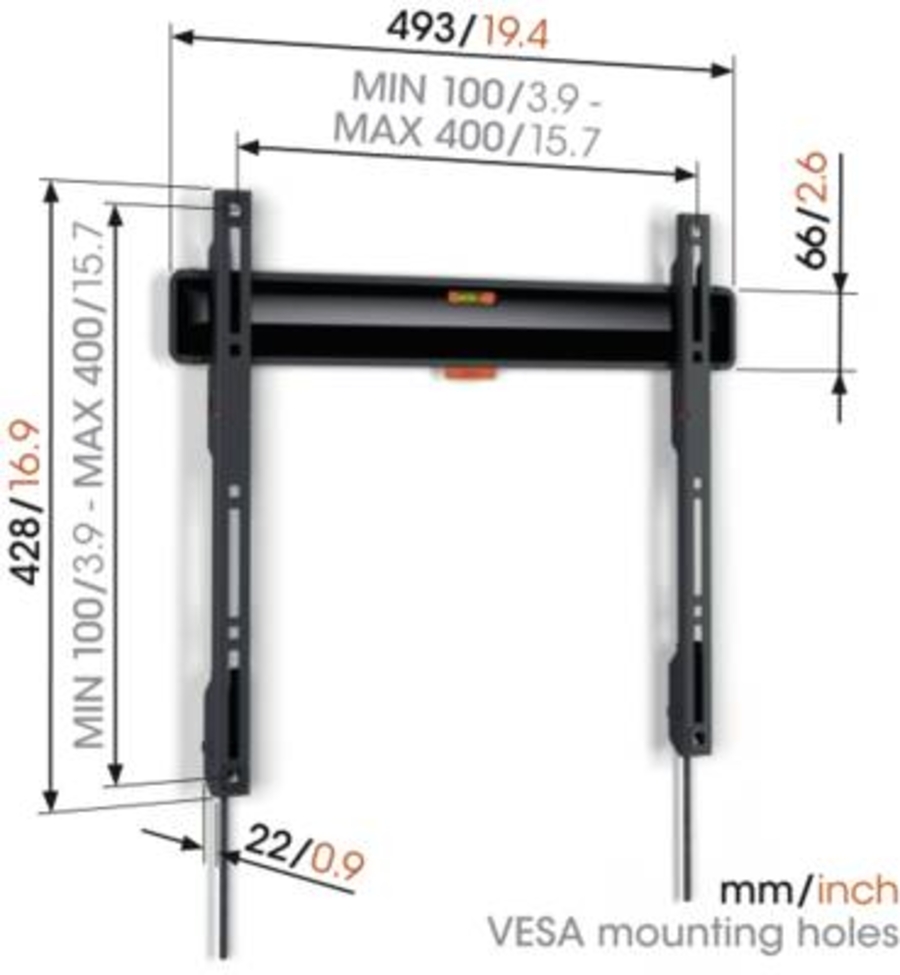 Vogel`s TVM 3405B Wandhalterungen Schwarz 32-77 Zoll Vesa-Norm: 100x100 bis 400x400, max. 50 kg