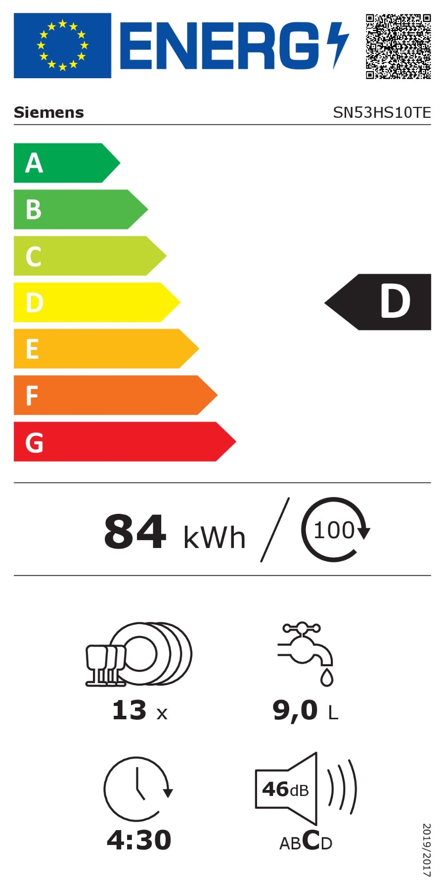 Siemens SN53HS10TE iQ300 Teilintegrierter Geschirrspüler 60 cm   Edelstahl