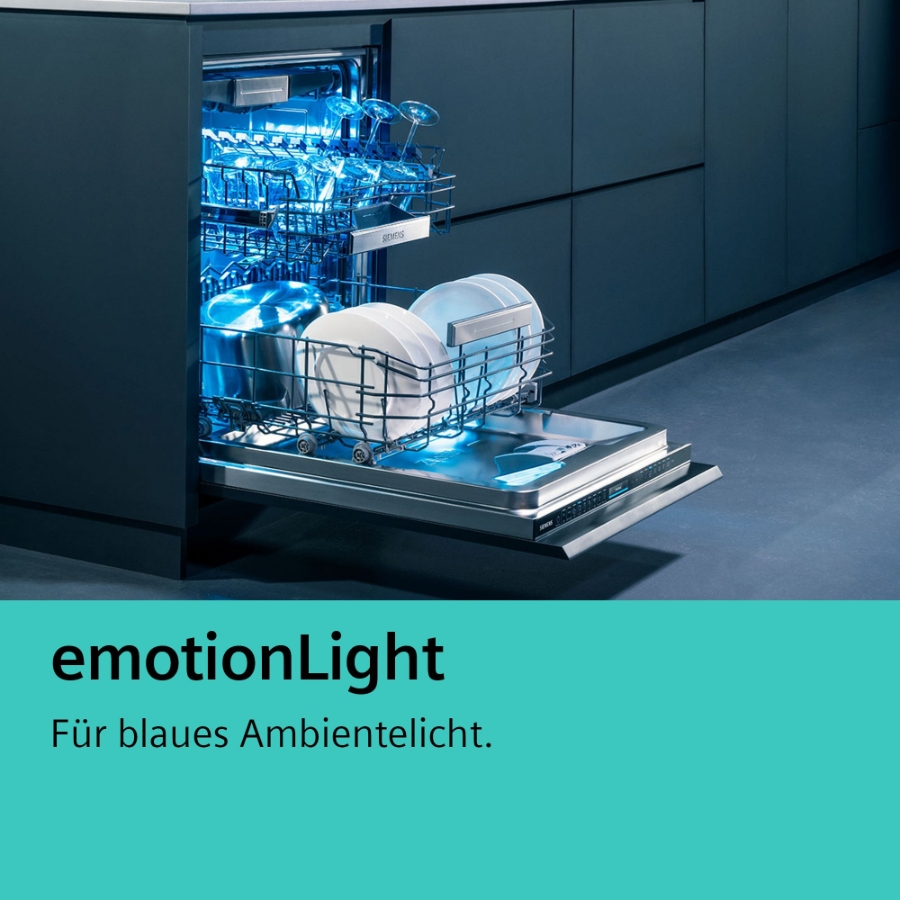 Siemens SR65YX08ME iQ500 Geschirrspüler Einbau vollintegriert ,45 cm mit Besteckschublade und Zeolith-Trocknung ,emotionLight 