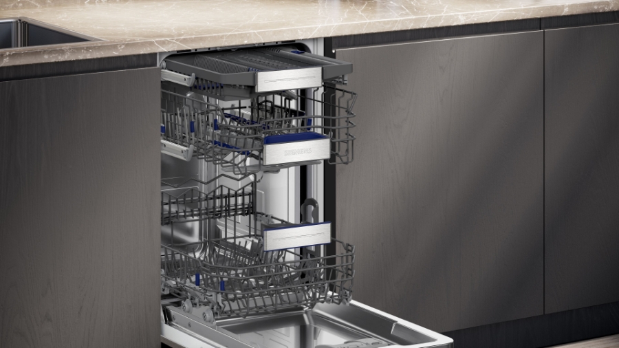 Siemens SR65YX08ME iQ500 Geschirrspüler Einbau vollintegriert ,45 cm mit Besteckschublade und Zeolith-Trocknung ,emotionLight 