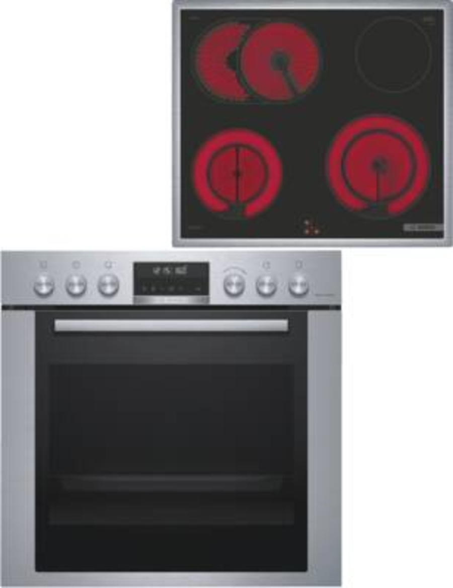 Bosch ACTH7T13MK (HEG378AS0 + NKH645GA2M) Einbau-Herdset Pyrolyse mit Elektrokochfeld 