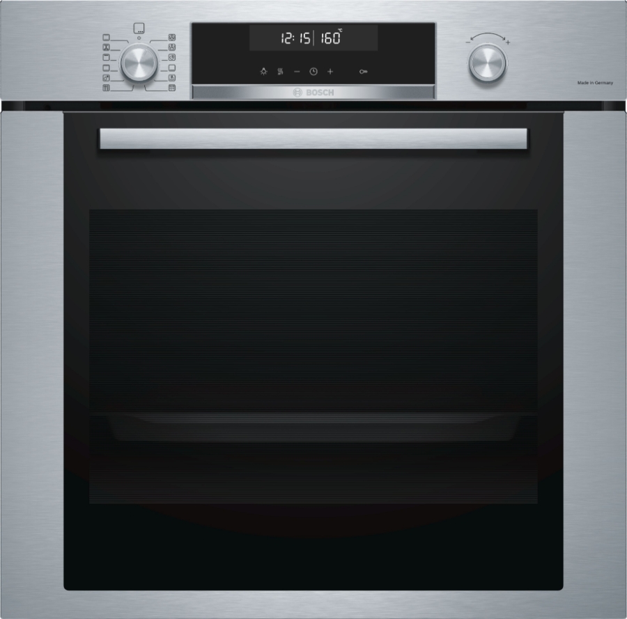 Bosch HBG378AS0 Serie 6 Einbau-Backofen, 60 x 60 cm Edelstahl Pyrolyse(Selbstreinigung),Versenkknebel