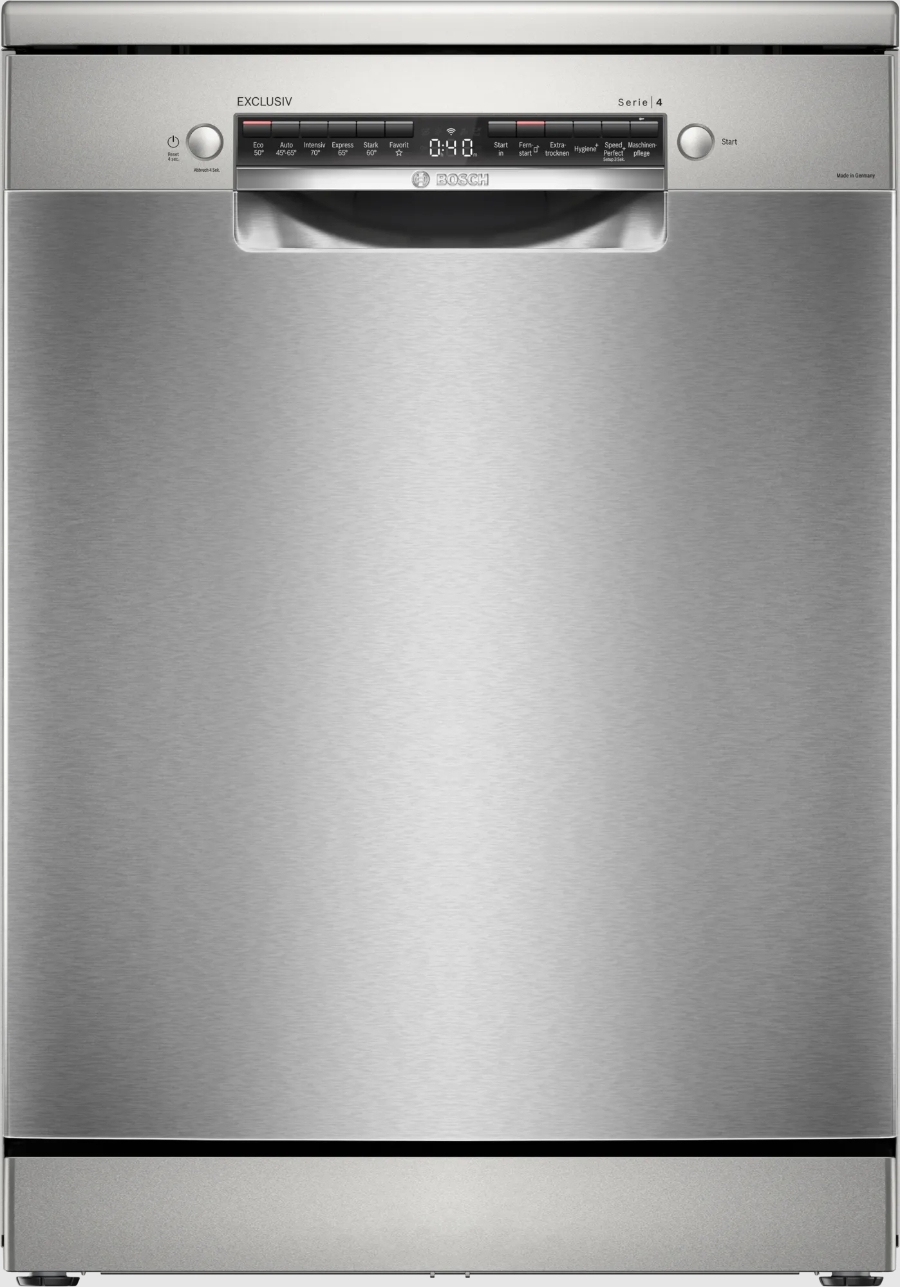 Bosch EXCLUSIV SMS4EBI01D Serie 4 Freistehender Geschirrspüler, 60 cm  Home Connect Silver Inox