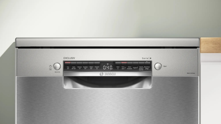Bosch EXCLUSIV SMS4EBI01D Serie 4 Freistehender Geschirrspüler, 60 cm  Home Connect Silver Inox