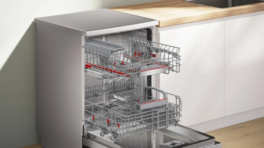 Bosch EXCLUSIV SMS4EBI01D Serie 4 Freistehender Geschirrspüler, 60 cm  Home Connect Silver Inox