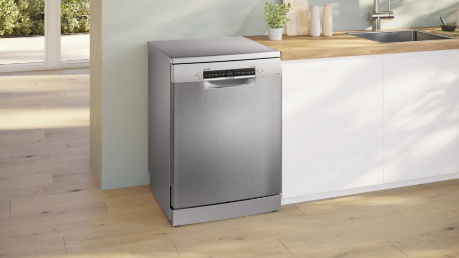Bosch EXCLUSIV SMS4EBI01D Serie 4 Freistehender Geschirrspüler, 60 cm  Home Connect Silver Inox