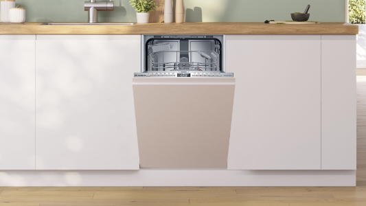 Bosch SPD4ELX01D Serie 4 Vollintegrierter Geschirrspüler, 45 cm Home Connect,Statusprojektion (InfoLight)