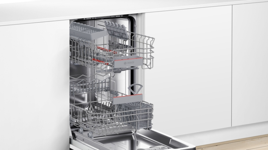 Bosch SPD4ELX01D Serie 4 Vollintegrierter Geschirrspüler, 45 cm Home Connect,Statusprojektion (InfoLight)