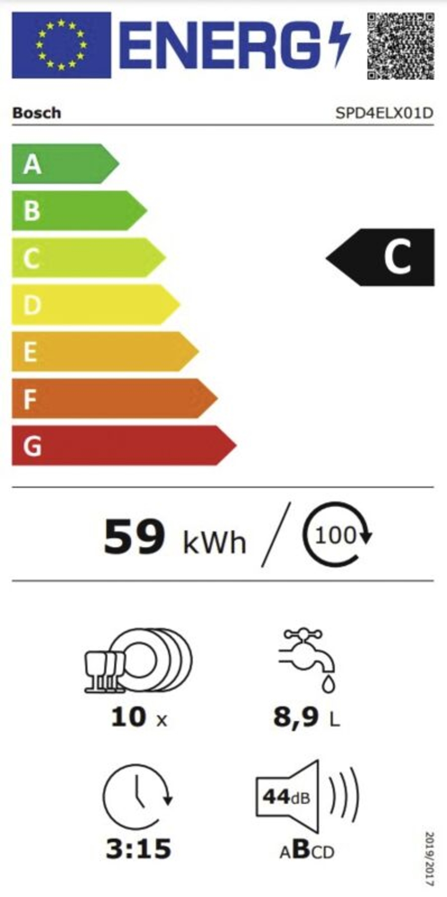 Bosch SPD4ELX01D Serie 4 Vollintegrierter Geschirrspüler, 45 cm Home Connect,Statusprojektion (InfoLight)