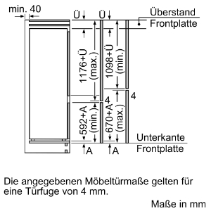 Bosch KIV87NSE0 Serie 2  Einbau-Kühl-Gefrier-Kombination mit Gefrierbereich unten,177.2 x 54.1 cm, Schleppscharnier
