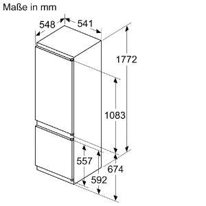 Bosch KIV87NSE0 Serie 2  Einbau-Kühl-Gefrier-Kombination mit Gefrierbereich unten,177.2 x 54.1 cm, Schleppscharnier