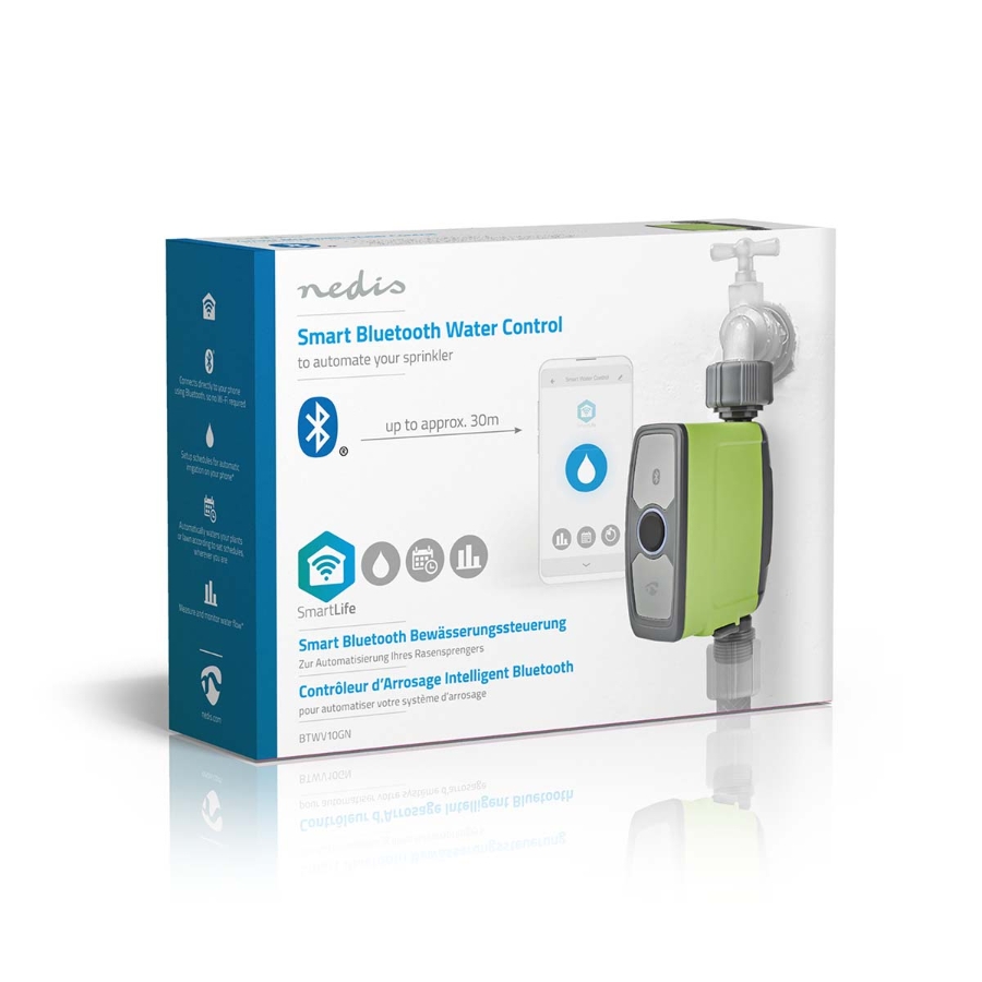 Nedis BTWV10GN SmartLife Intelligente Wassersteuerung Bluetooth® | Batteriebetrieben | IP54 | Max. Wasserdruck: 8