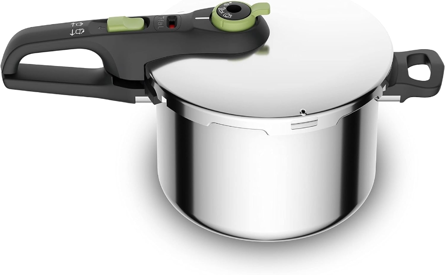 Tefal P2580703  Secure Trendy Schnellkochtopf 6 L 2-Stufen-Garregler: Intensivstufe 117°C, Schonstufe 112°C