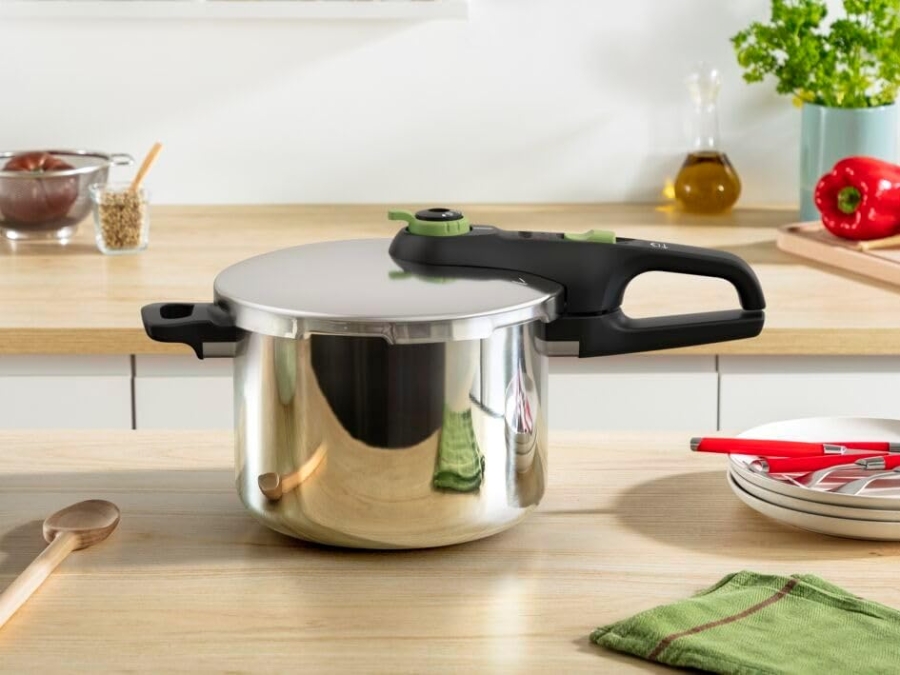 Tefal P2580703  Secure Trendy Schnellkochtopf 6 L 2-Stufen-Garregler: Intensivstufe 117°C, Schonstufe 112°C