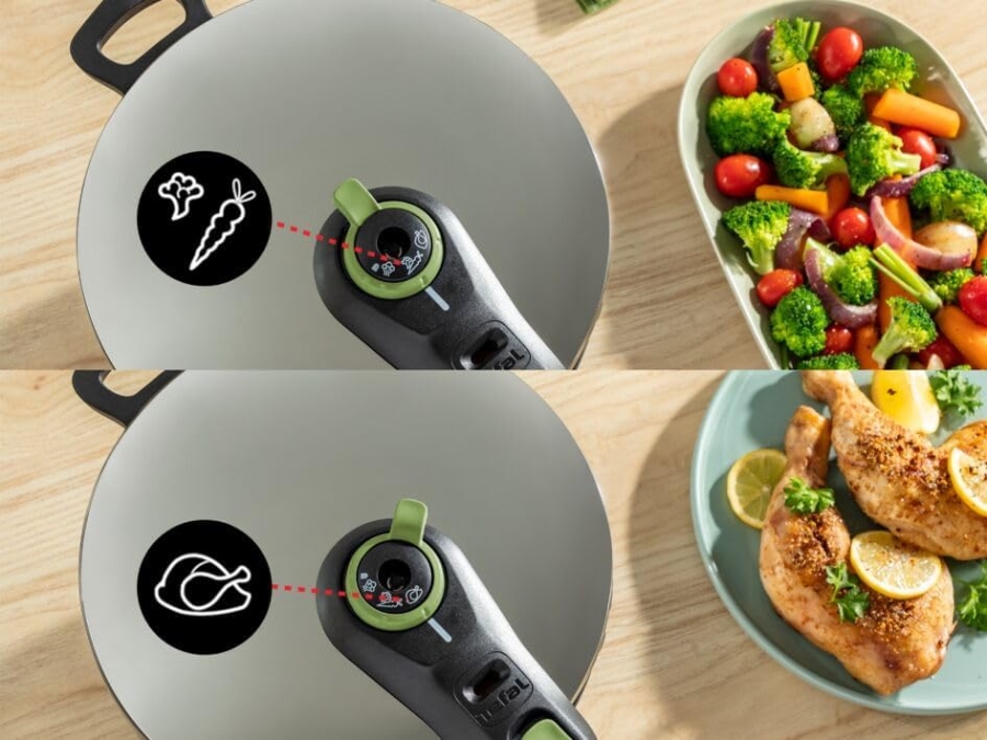 Tefal P2580703  Secure Trendy Schnellkochtopf 6 L 2-Stufen-Garregler: Intensivstufe 117°C, Schonstufe 112°C
