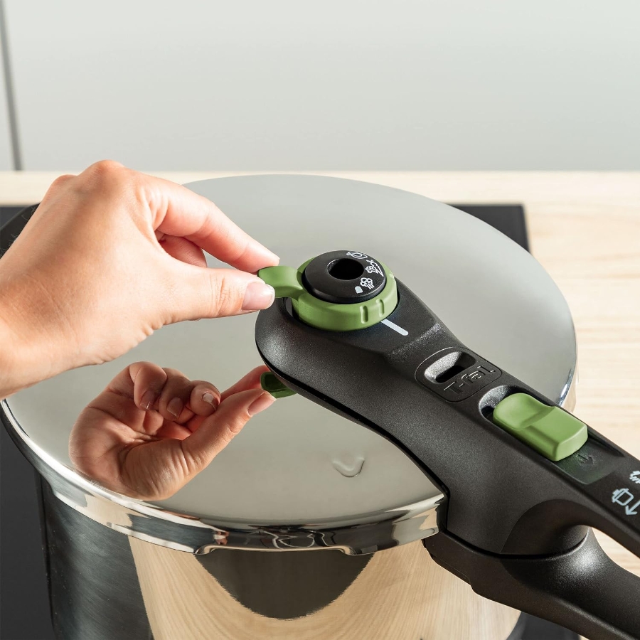 Tefal P2580703  Secure Trendy Schnellkochtopf 6 L 2-Stufen-Garregler: Intensivstufe 117°C, Schonstufe 112°C