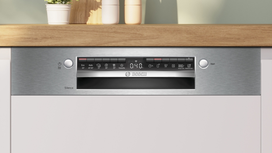 Bosch SMI4HVS00E Geschirrspüler Einbau teilintegriert 60 cm  Edelstahl mit Besteckschublade