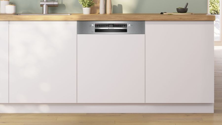 Bosch SMI4HVS00E Geschirrspüler Einbau teilintegriert 60 cm  Edelstahl mit Besteckschublade