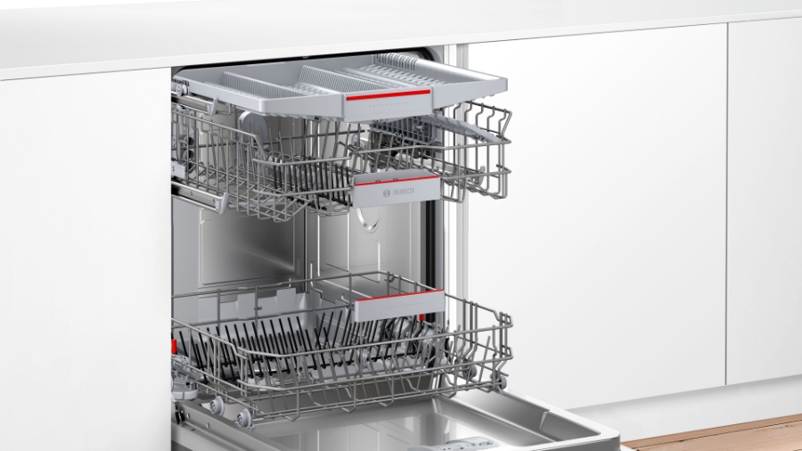 Bosch SMI4HVS00E Geschirrspüler Einbau teilintegriert 60 cm  Edelstahl mit Besteckschublade
