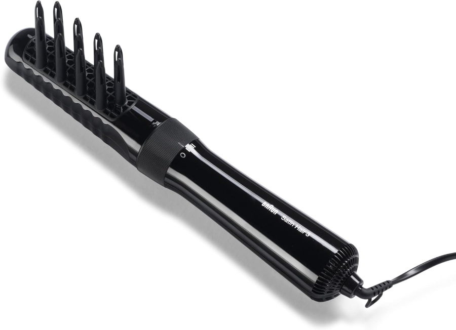 Braun Haircare AS330E Warmluft-Luckenbürste, 400W, Maxi-Lockenbürste Haarstyling Schwarz