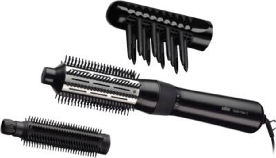Braun Haircare AS330E Warmluft-Luckenbürste, 400W, Maxi-Lockenbürste Haarstyling Schwarz