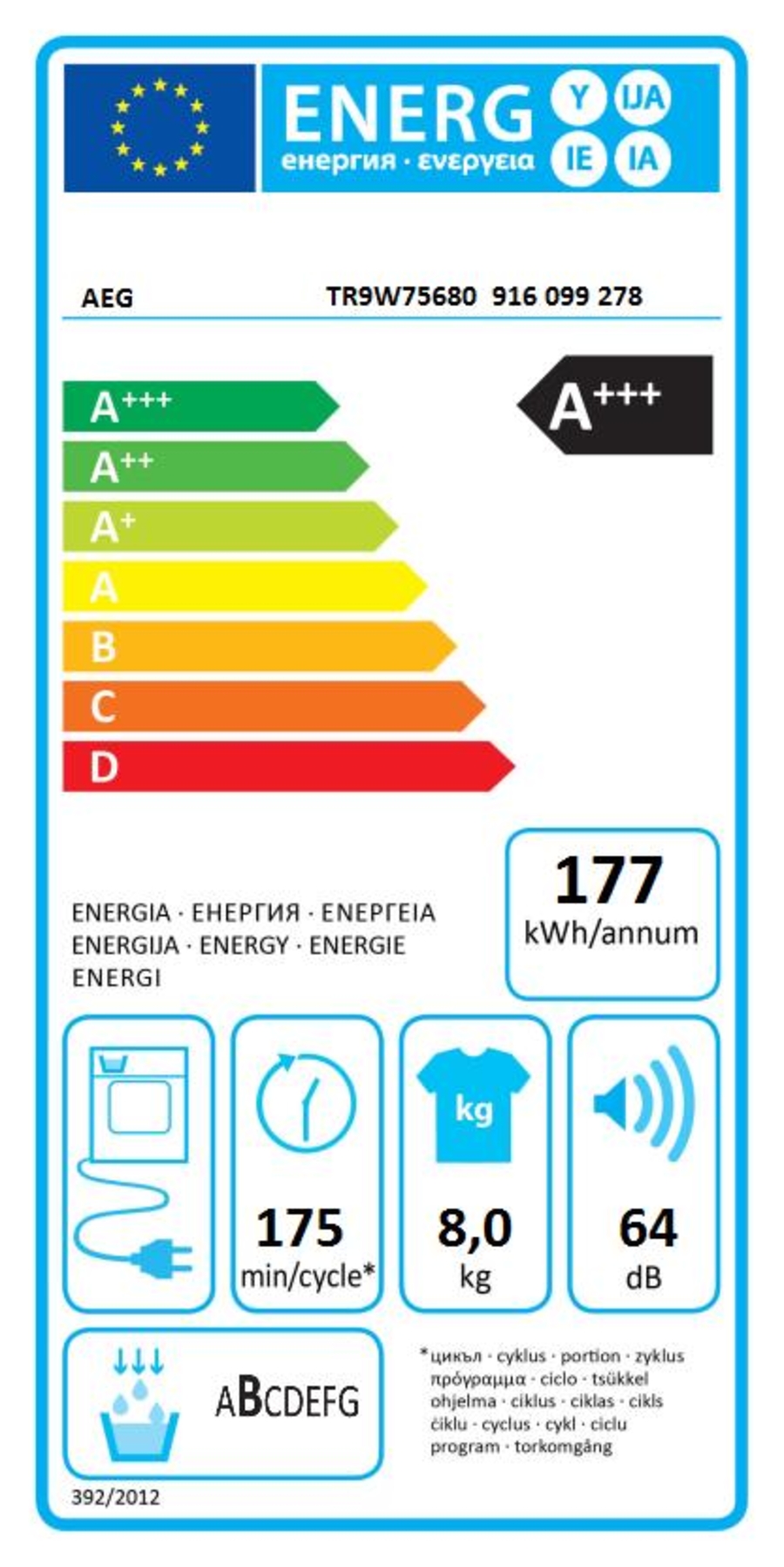 AEG TR9W75680 WiFi Wärmepumpentrockner 8kg A+++ 