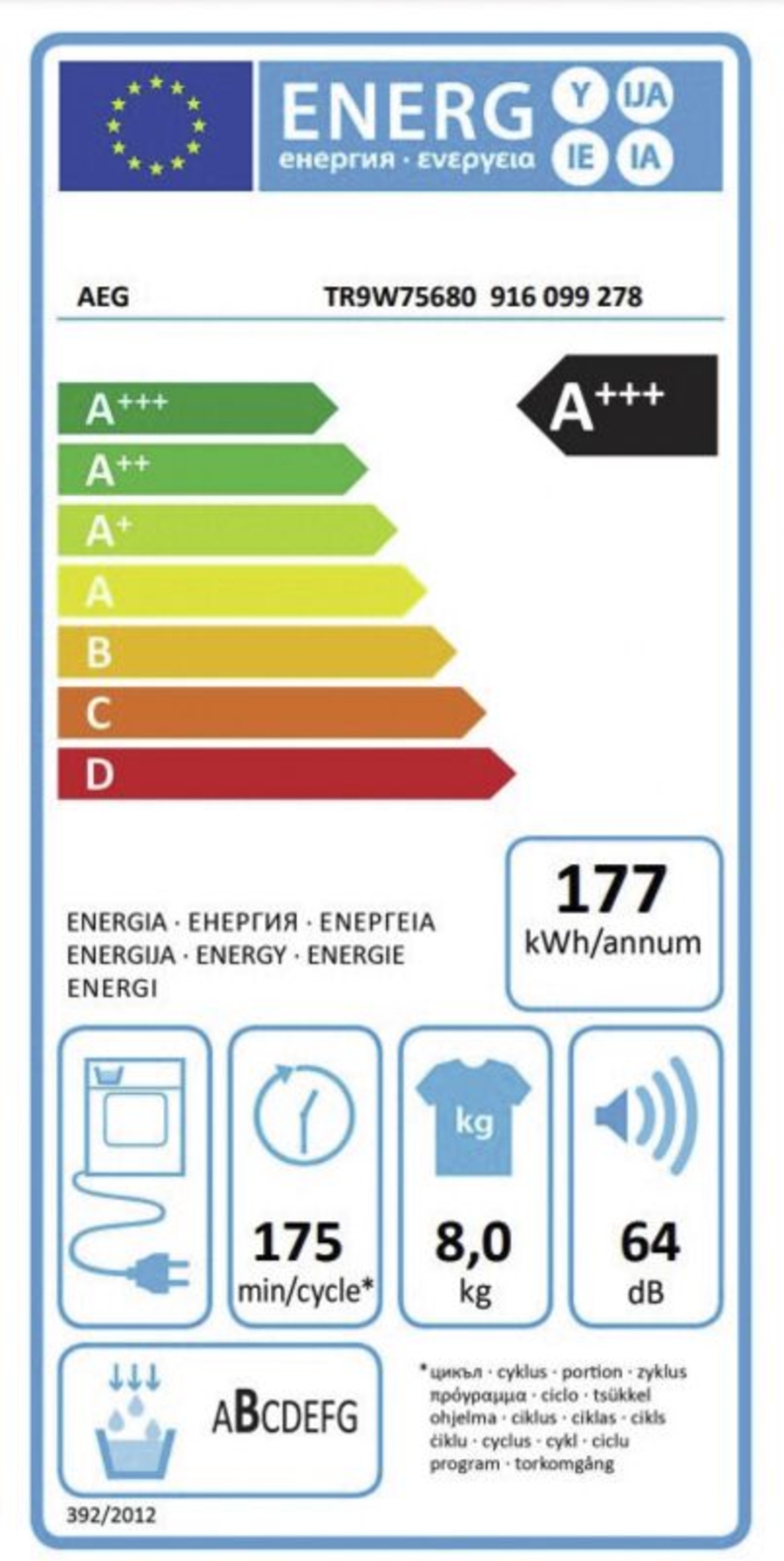 AEG TR9W75680 WiFi Wärmepumpentrockner 8kg A+++ 