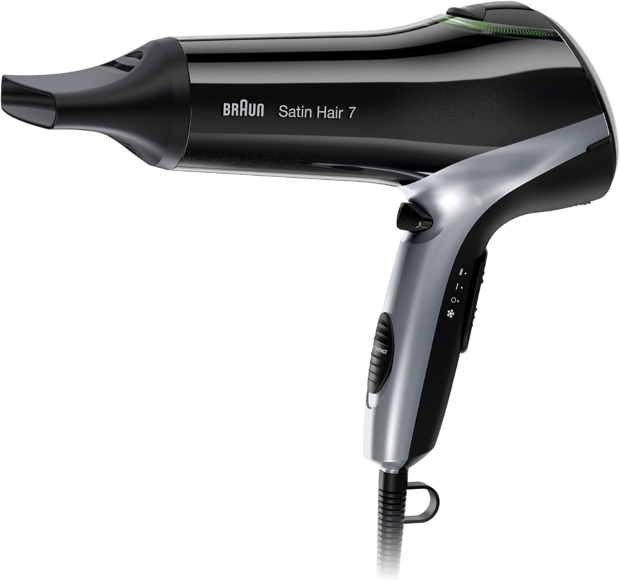Braun Haircare HD710E Haartrockner 2200W, 3 Heizstufen, Ionisator Schwarz-Silber