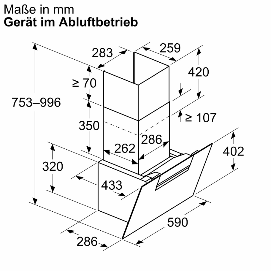 Neff D65IFN1S0 N50 Wandesse 60 cm Klarglas schwarz bedruckt 