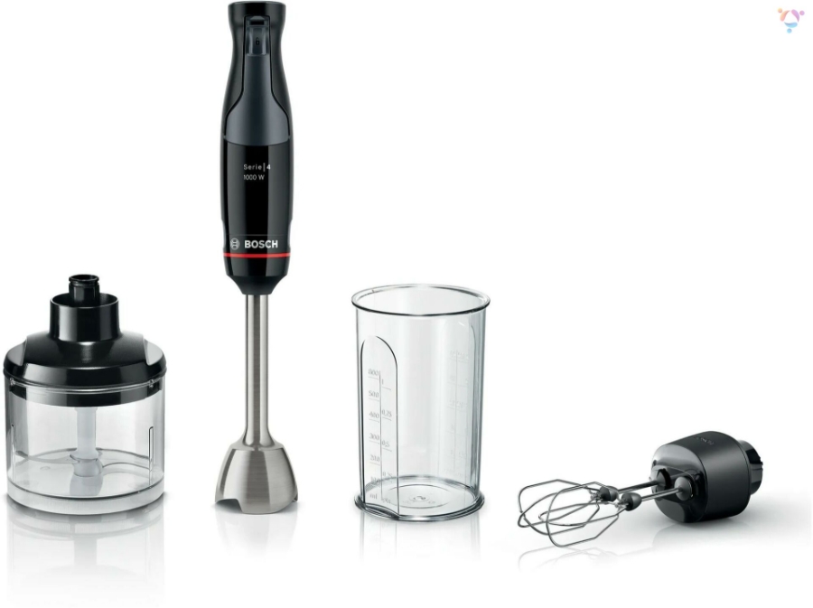 Bosch MSM4B624 Stabmixer 1000W mit Doppel-Schneebesen Schwarz