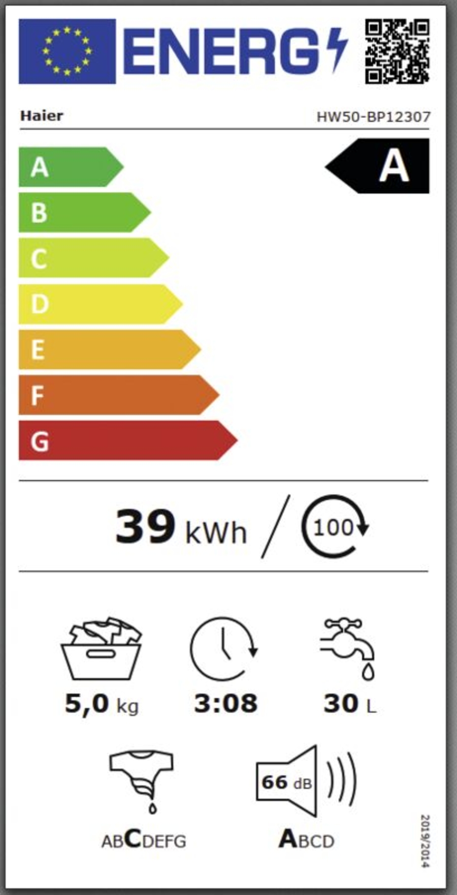 Haier HW50-BP12307 Mini-Waschmaschine, Höhe 70cm, Breite 51cm  (5 kg, 1200 U/Min., A)