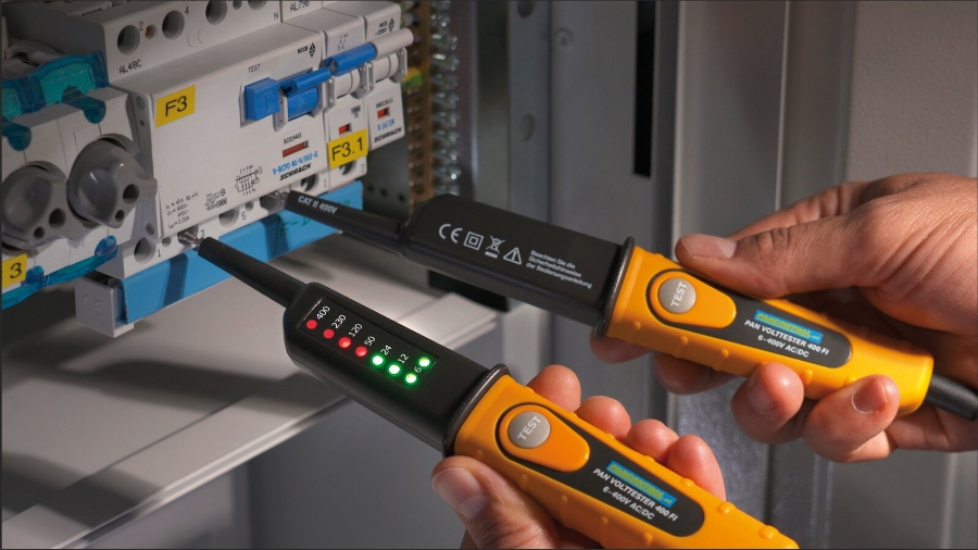 Pancontrol  PAN Volttester 400FI Spannungsprüfer mit LED-Anzeige 6 - 400V AC/DC + 30mA FI-Tes