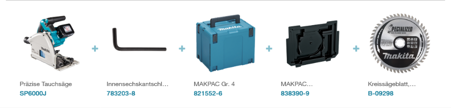 Makita SP6000J Tauchsäge 165 mm 1.300 W • 2.200 - 6.400 U/min • 165 mm