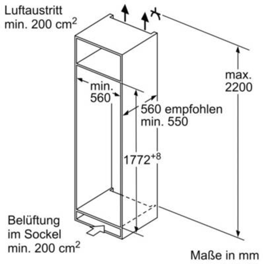 Bosch KIL82ADD0 Einbau-Kühlschrank mit Gefrierfach 178 cm Nische  Flachscharnier mit Softeinzug