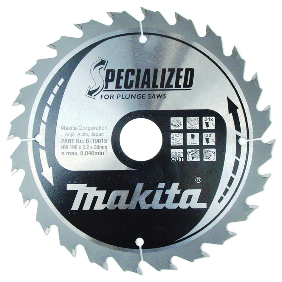 Makita  B-19015 Kreissägeblatt für Holz (Tauchsäge) 190 x 30 mm • 24 Zähne