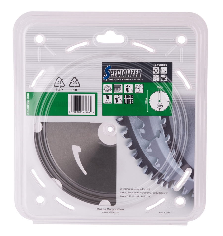Makita B-23008 Kreissägeblatt für Faserzement 190 x 20 x 2,3 mm • 4 Zähne