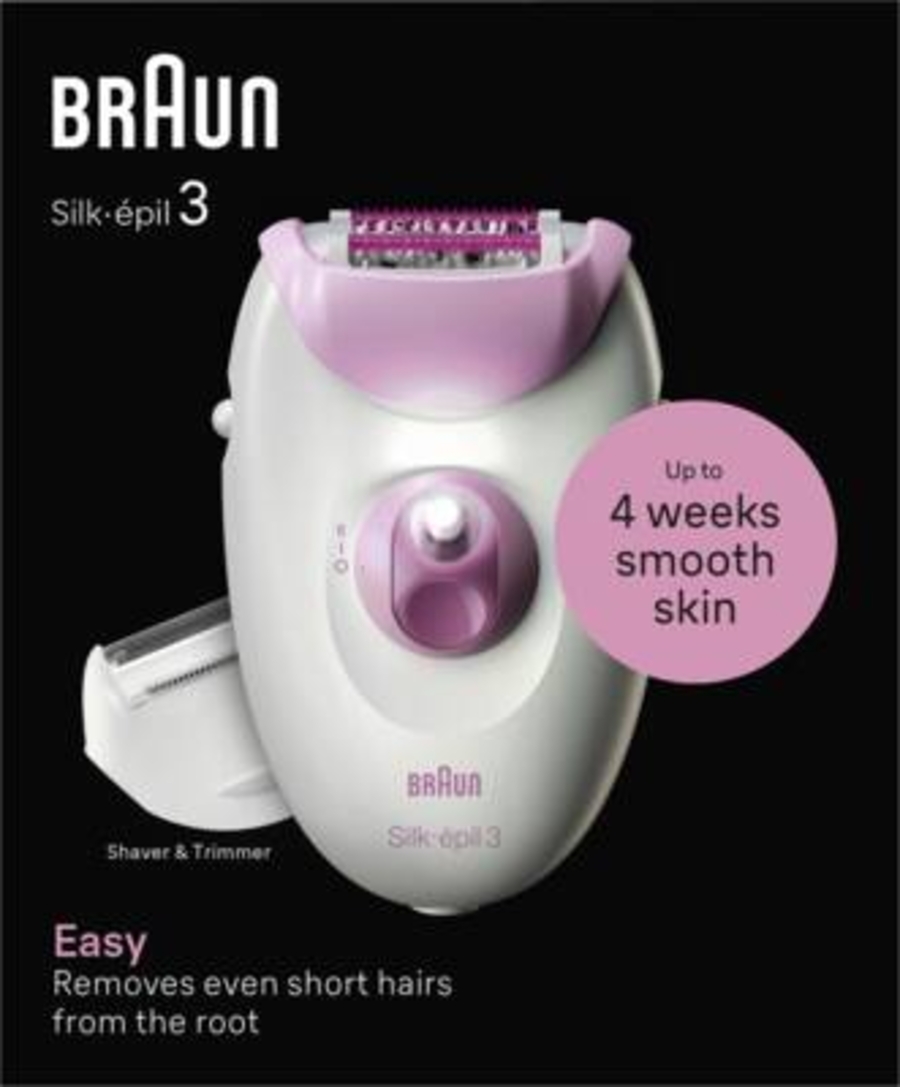 Braun Personal Care Silk-epil 3-031 kabelgebundener Epilierer für eine einfache Haarentfernung, wochenlang seidig-glatte Haut, Rosa