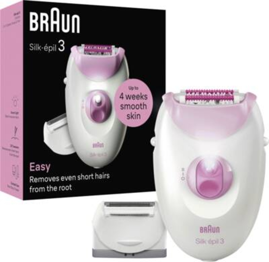Braun Personal Care Silk-epil 3-031 kabelgebundener Epilierer für eine einfache Haarentfernung, wochenlang seidig-glatte Haut, Rosa
