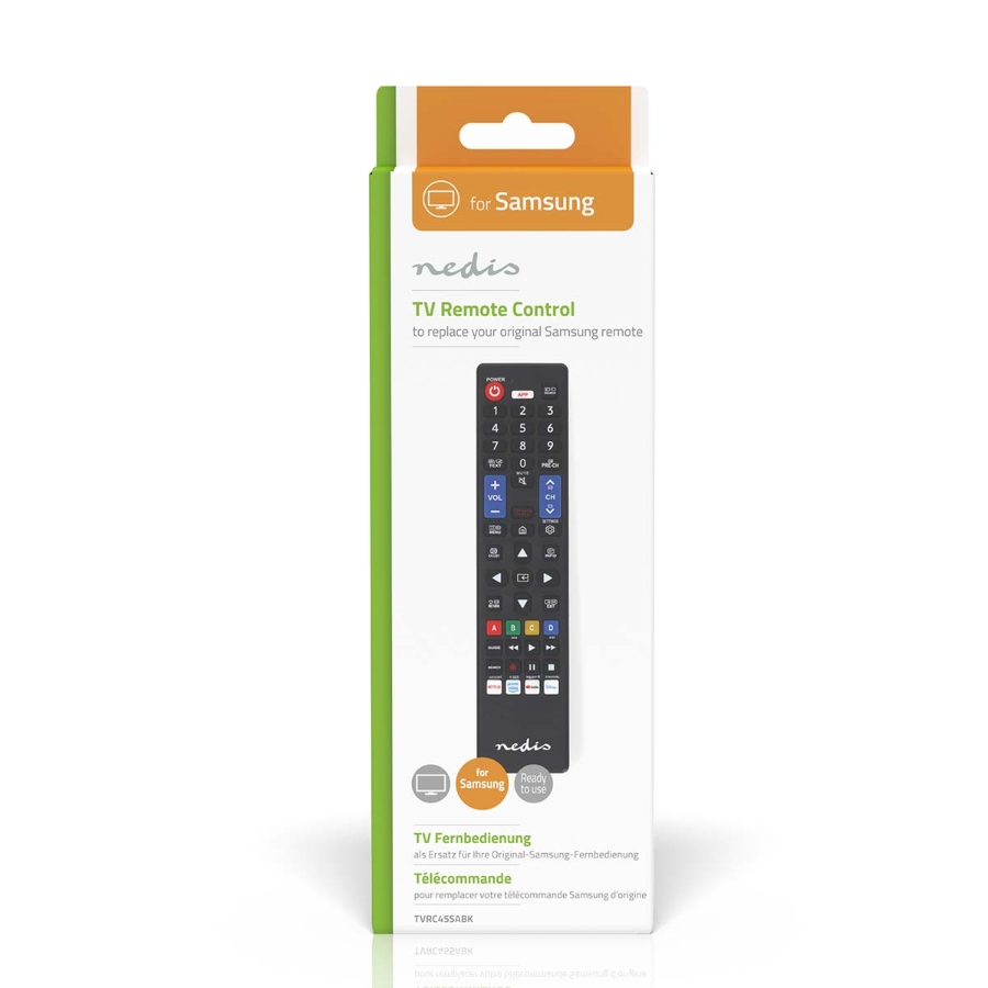 Nedis TVRC45SABK  Ersatz Fernbedienung Passend für: Samsung  Vorprogrammiert | 1 Gerät | Amazon Prime / Disney + Button /
