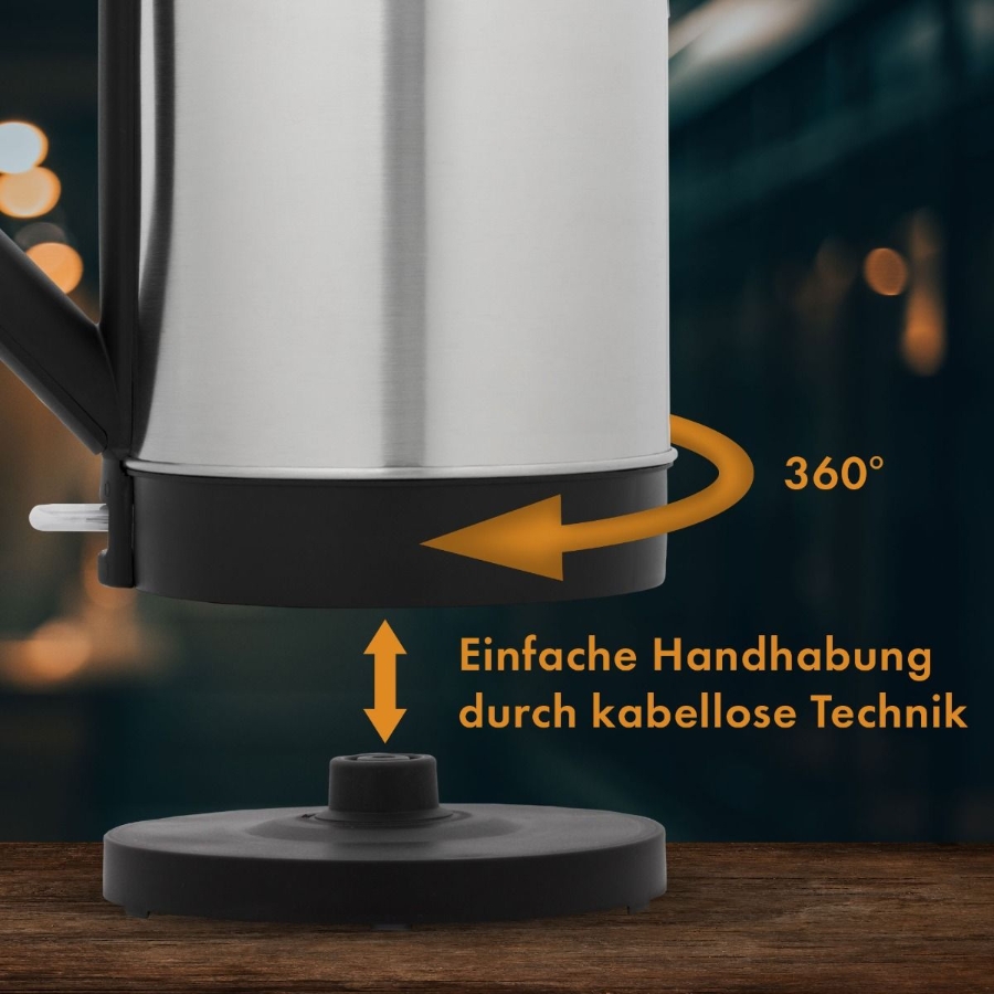Clatronic WKS 3692 sw Wasserkocher, 1,5 l, 2200 W, inox 