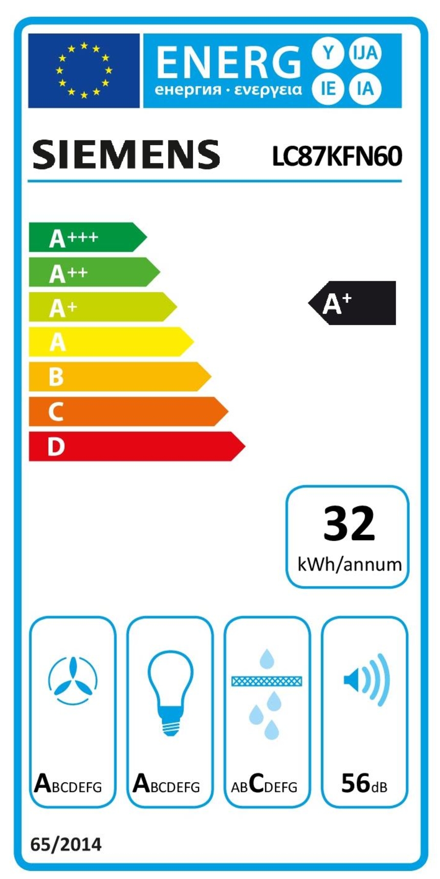 Siemens LC87KFN60 Dunstabzug Kamin schräg 80 cm 